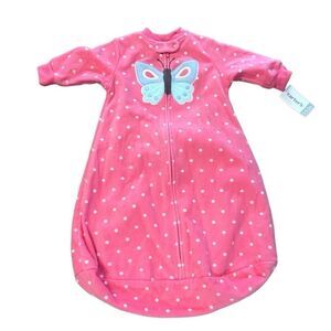 Carters pink polka dots butterfly sleep bag size small baby 0 to 3 months new